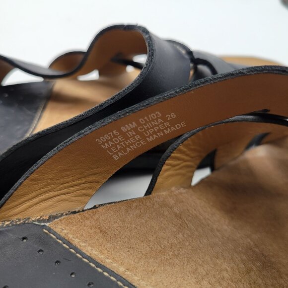 Clarks Black Slide Slip On Strappy Leather Comfort Sandals Arch Support Sz 8.5 - Picture 9 of 9